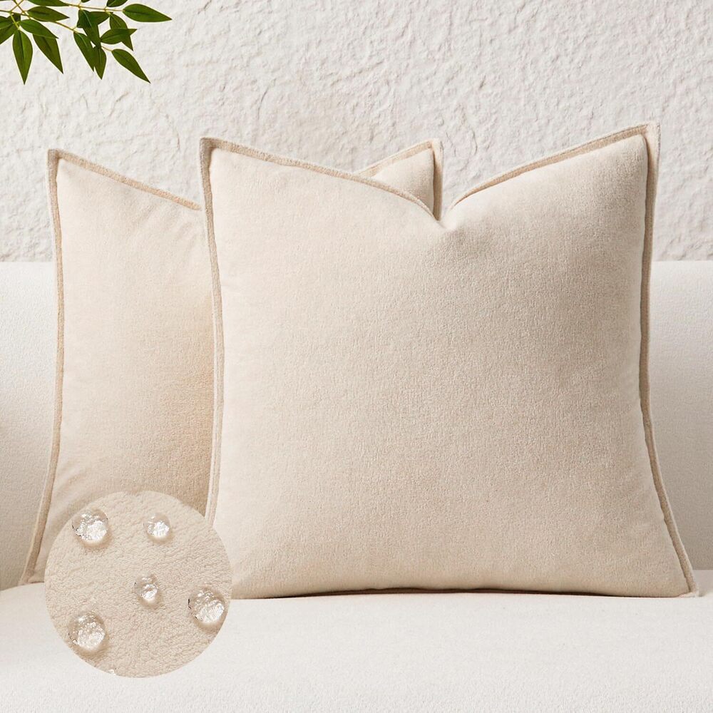 1926 Kevin Textile Waterproof Decorative Pillow Covers Beige 16x16 Inch